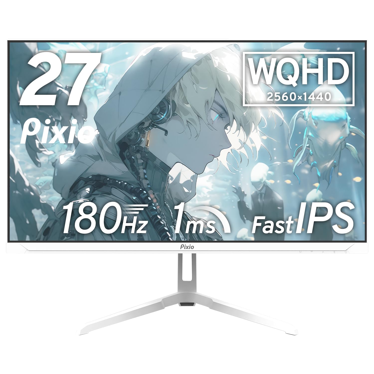 Pixio PX278 WAVE White ゲーミングモニター 27インチ 180Hz WQHD ホワイト 白 かわいい