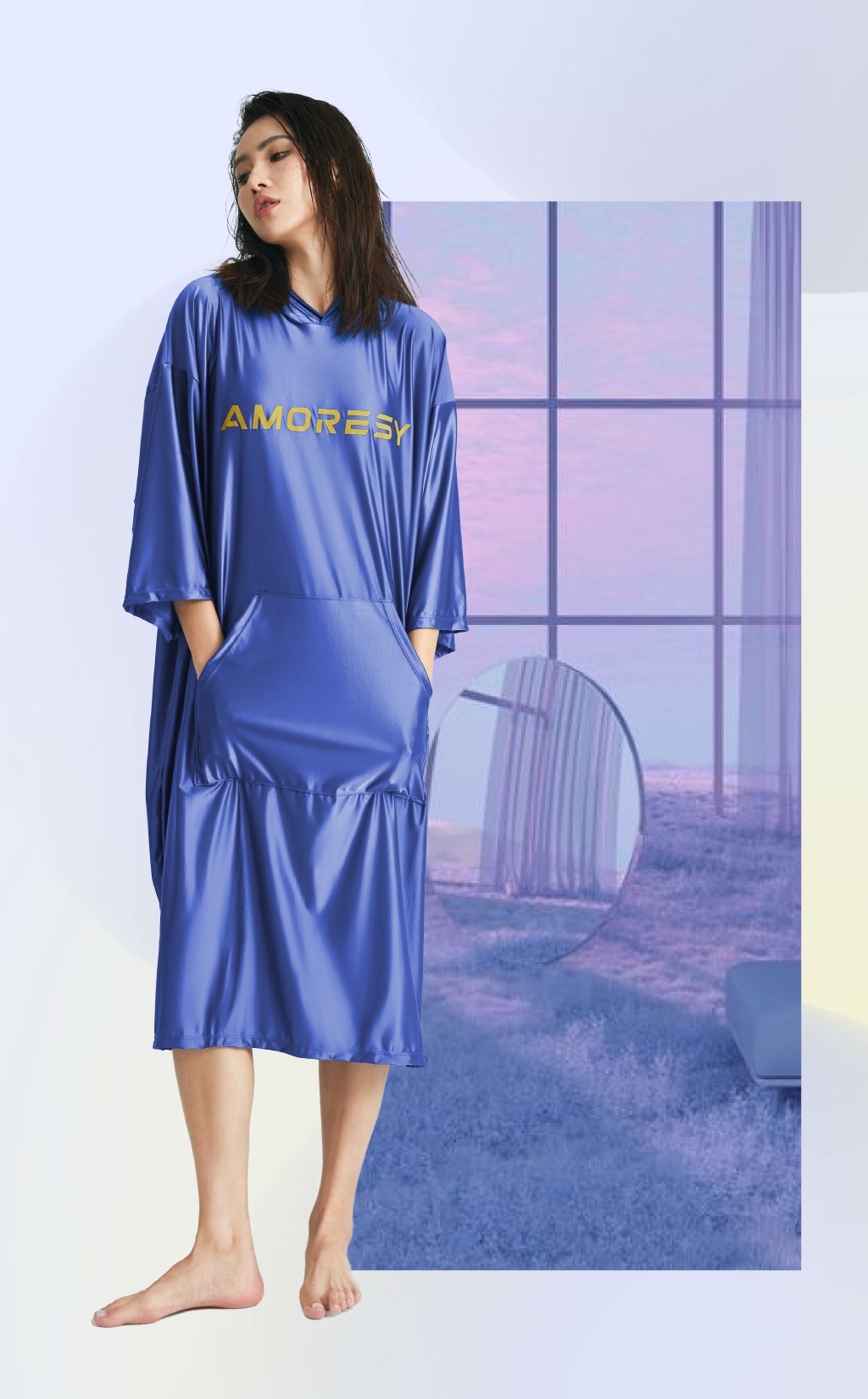 速乾スイミングタオル 吸水バスローブ 大人用ビーチ着替えローブ