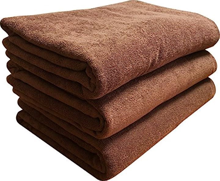 超特大 バスタオル 業務用タオル プロ厳選 ブラウン3枚組 約100x200cm( ブラウン, 約100x200cm　ブラウン3枚組.)