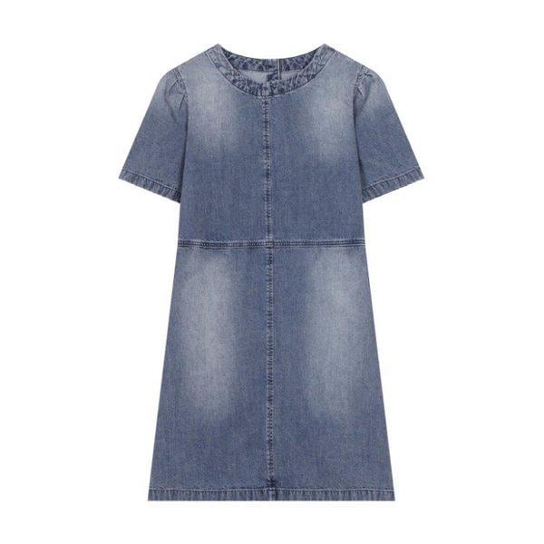 [] 女性)カラー半袖Lトーンデニムワンピース(B252DO995P1) [P003773460]