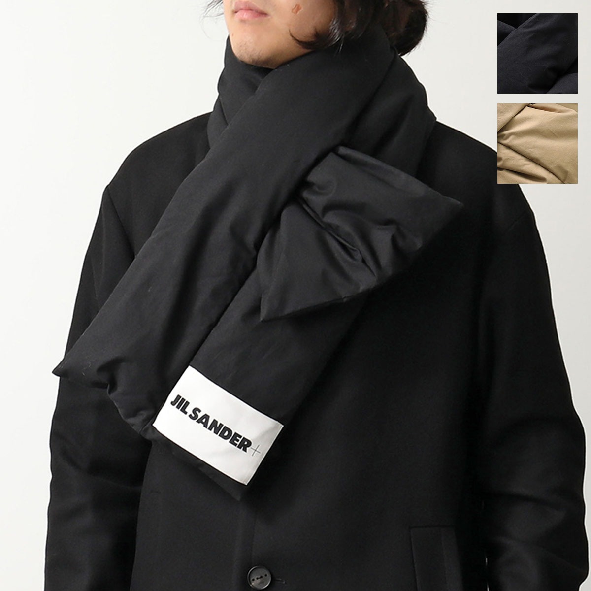 JIL SANDER+ ジルサンダー プラス マフラー J40TE0002 J45296 メンズ ダウンスカーフ 撥水 オーガニックコットン 001/BLACK J40TE0002J45296001