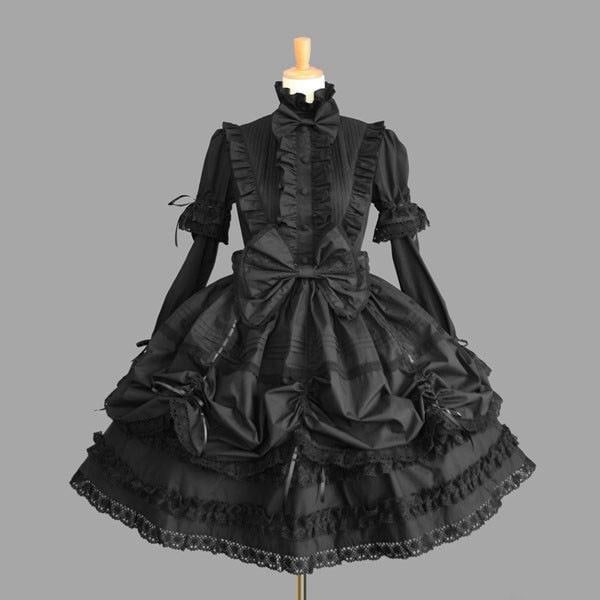 新品/特典/発送が早いゴスロリ 服 黒 ワンピース クラシカル 甘ロリ 長袖 カラフル ピンク 白 ブルー ゴシック ロリータ