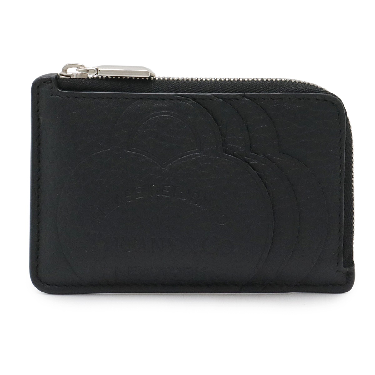 リターン トゥ ティファニー コインケース 小銭入れ ラウンドファスナー レザー 黒 ブラック シルバー金