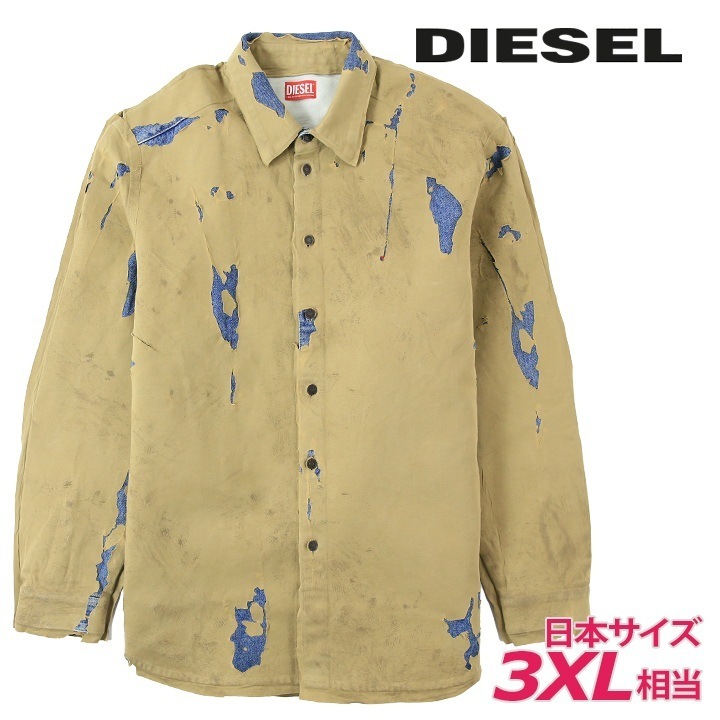 長袖デニムシャツ メンズ D-SIMPLY-OVER ヴィンテージダメージピールオフ加工 オーバーサイズ die-m-t-f8-51h