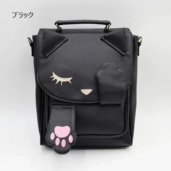 リュックサック デイパック レディースバッグ レディースファッション いないいないばぁ ねこ 猫 黒
