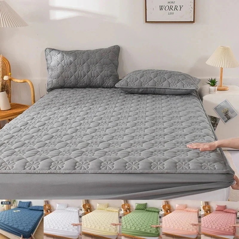 【急速出荷!】5点セット 綿 ベッドシーツ ボックスシーツ シングル パッド一体型 敷きパッド ベッドカバー モノトーン グレー 白 おしゃれ シンプル 洗える オールシーズン