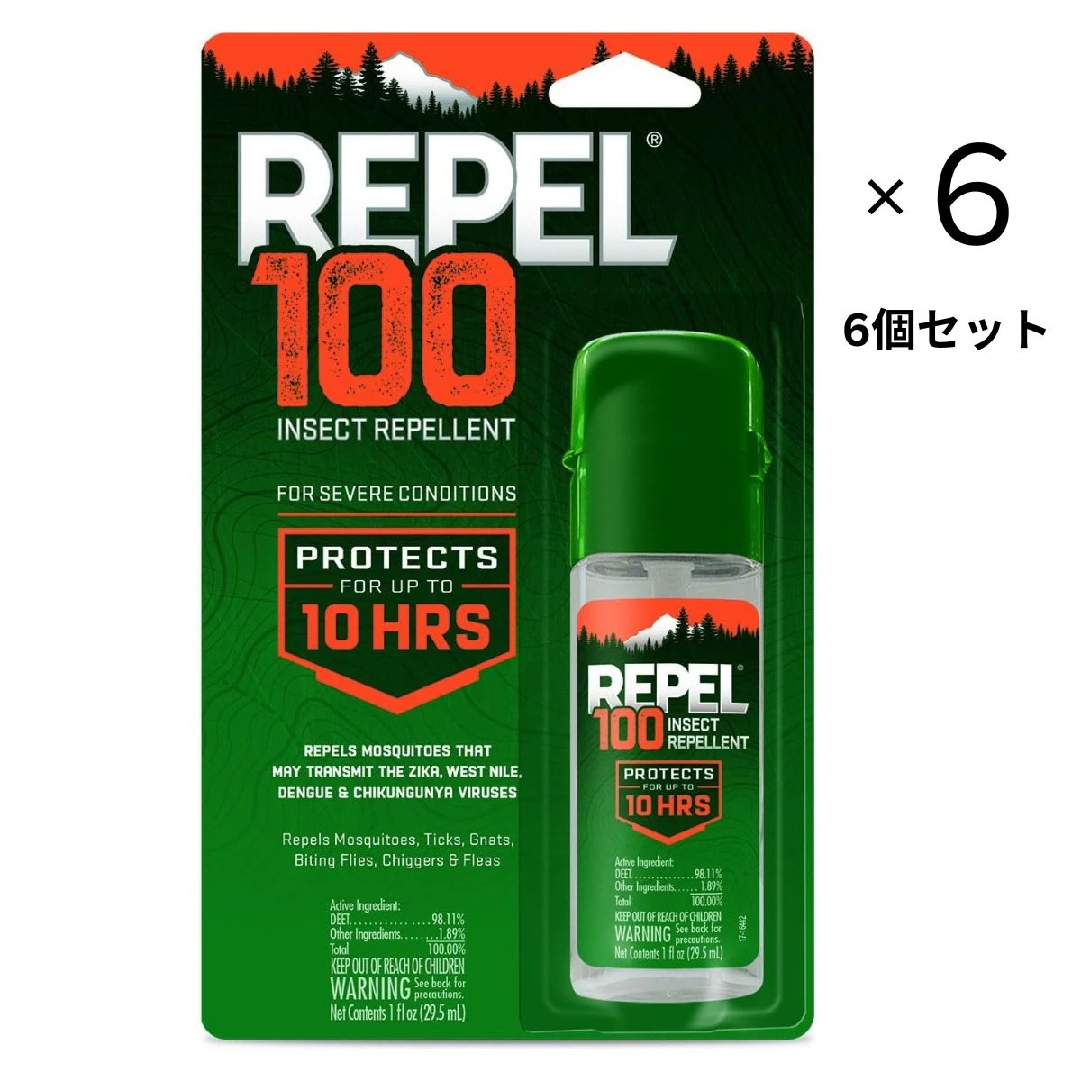 【エクスプレス便】【6個セット】REPEL100 Insect Repellent Pump Spray 1oz 最大10時間 リペル100 29.5ml（1オンス) ×6個 8,968円