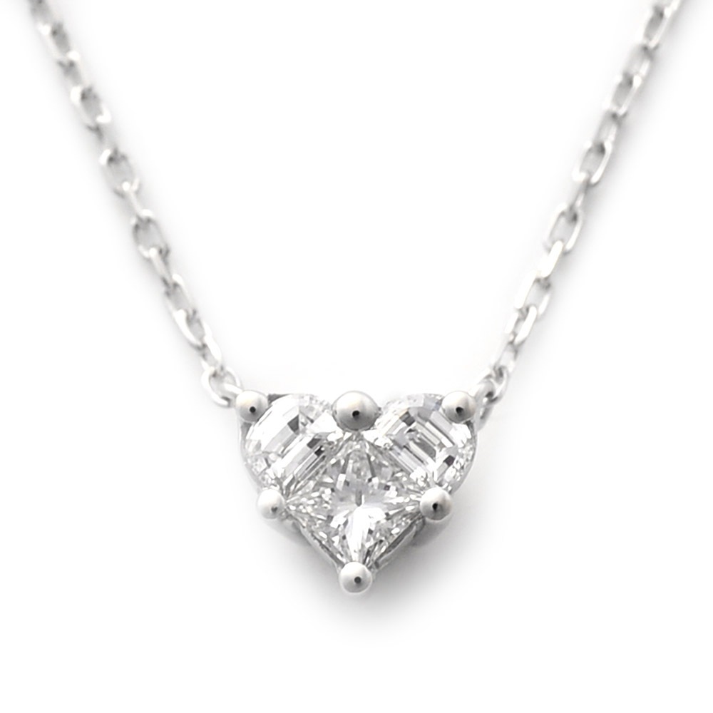 272768-J8540-9066 ハートダイヤモンド 0.18ctホワイトゴールド ネックレ