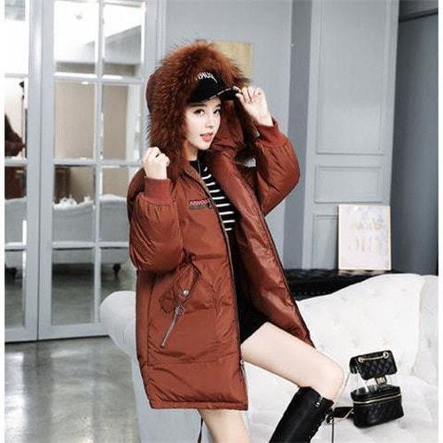 5232.ファーフード付きダウンコート（ブラウン）2019 春夏 sale 春夏 sale アウター ジャケット 美ライン おしゃれ きれいめ オフィス ビジネス お出かけ パーティー 女子会 普段使