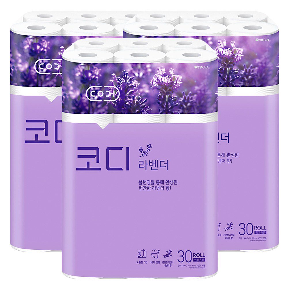 限定製作】 韓国トイレットペーパー/30ロール/トイレットペーパー 1+1+1 3EA Paper/30mx30 Lavender/3-Ply/Toilet  CODI / ティッシュペーパー - www.tmmk.in