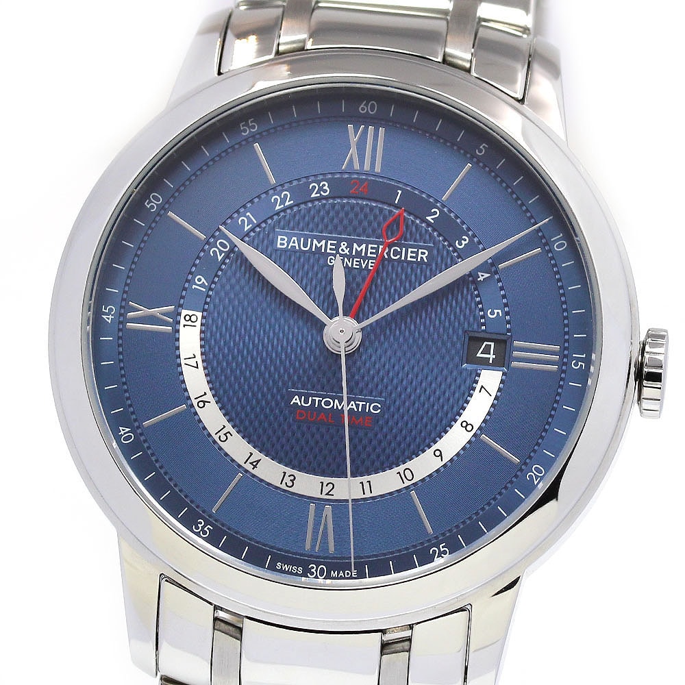 ボーム＆メルシェ Baume & Mercier MOA10483 クラシマ デュアルタイム 自動巻き メンズ 美品 保証書付き_830792【中古】