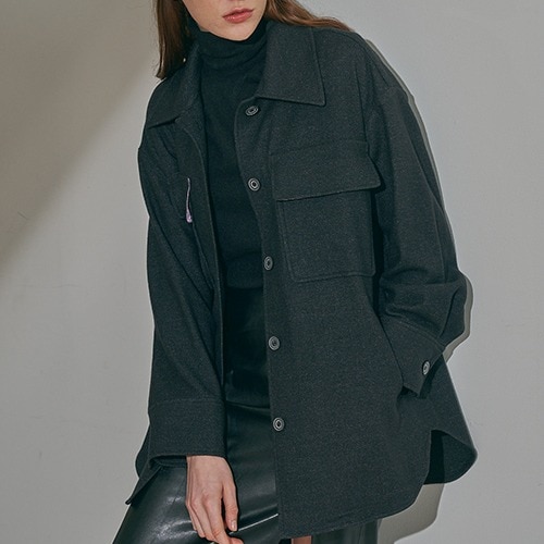 Wool Loose Fit Blouse JACKET_BLACK-HERRINGBONE [울 헤링본 루즈핏 블라우스 자켓_블랙]