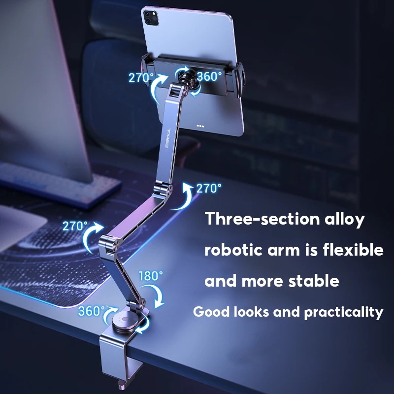 折りたたみ式アルミニウム合金タブレットスタンド,360 回転,オフィス固定用マグネットホルダー