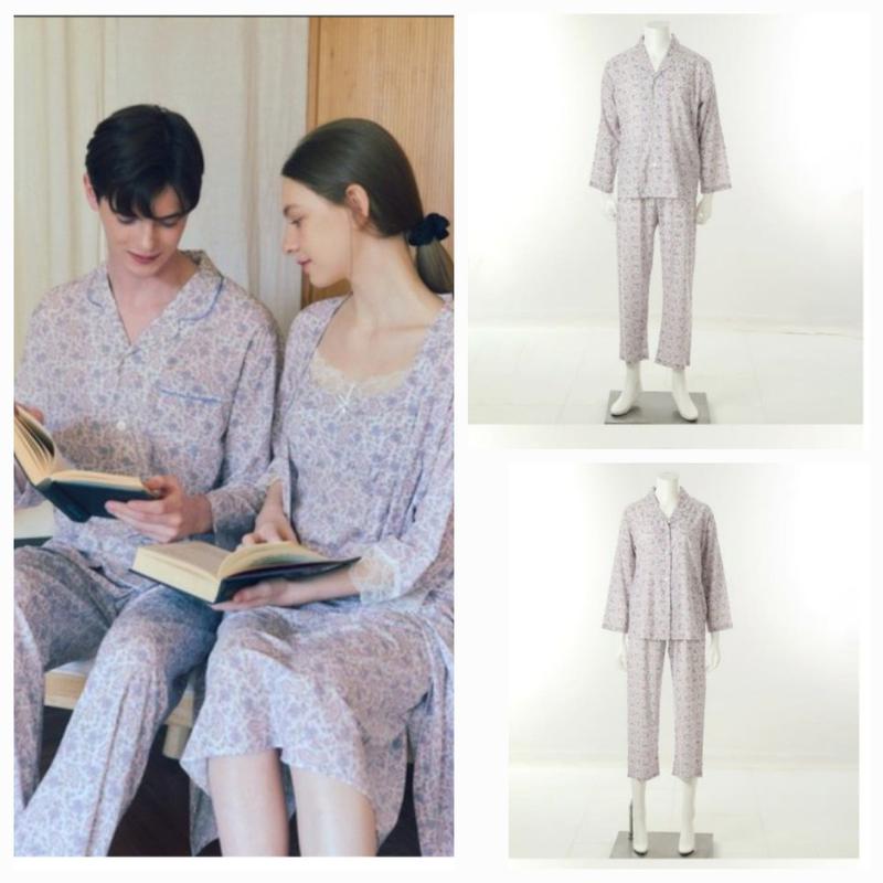 ブラックラベル)羽のように軽い超軽量ポリ30Dペイズリー捺染カップルパジャマD_J(VPAA207M)