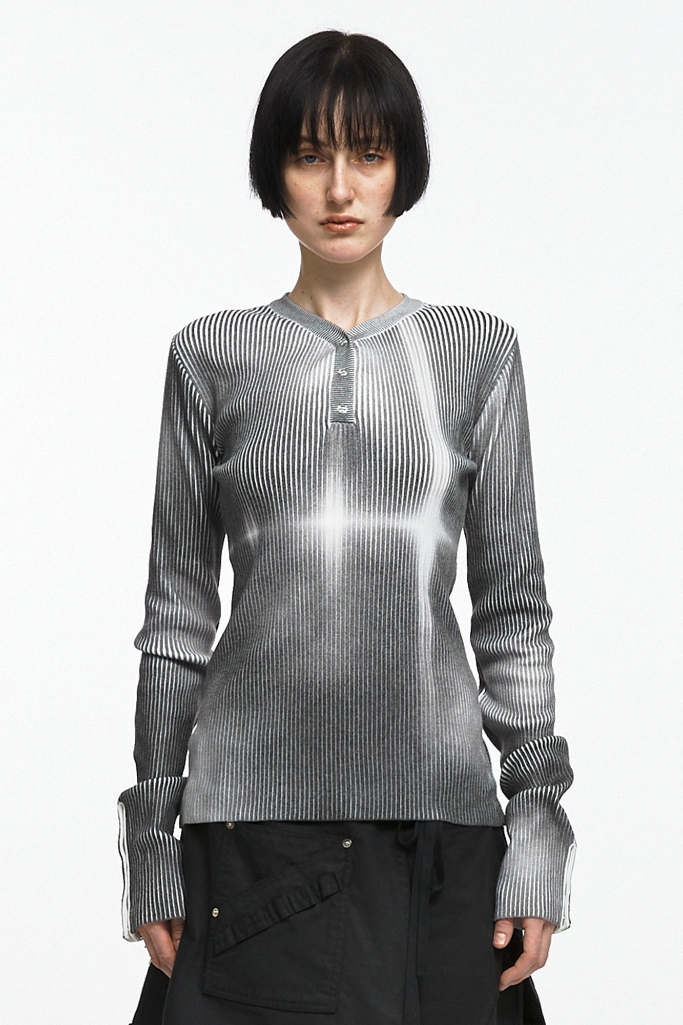 【NACHE】 FAINT SPRAY RIBBED KNIT (UNISEX) : 2COLOR