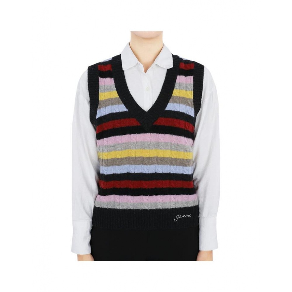 GANI 女性用ウールミックスニットベスト (マルチカラー) K2286 999