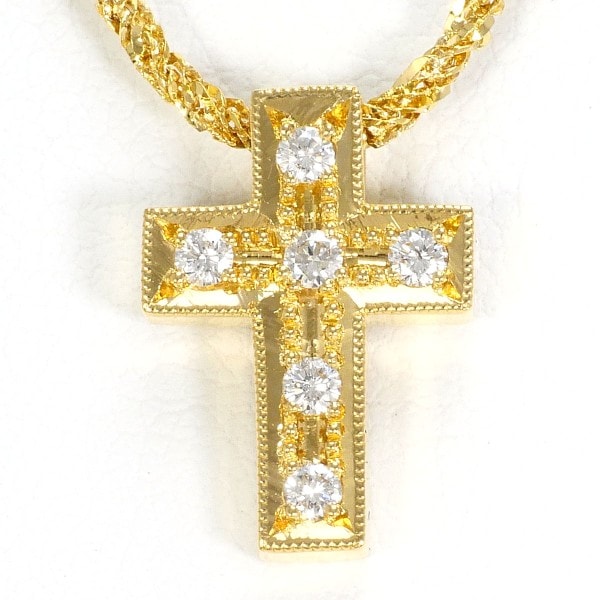 K18 18金 YG ネックレス ダイヤ 0.15 カード鑑別書 ジュエリー 中古