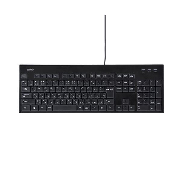 (まとめ) バッファロー USB接続有線スタンダードキーボード 丸洗い対応モデル ブラック BSKBU12BK 1台 (×5セット)