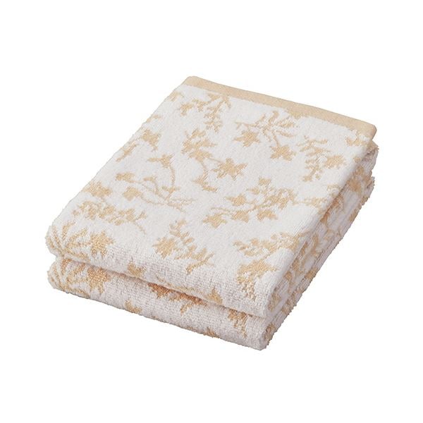 （まとめ） 林 無撚糸フェイムフェイスタオル ベージュ FG423328 1パック（2枚） [x5セット]