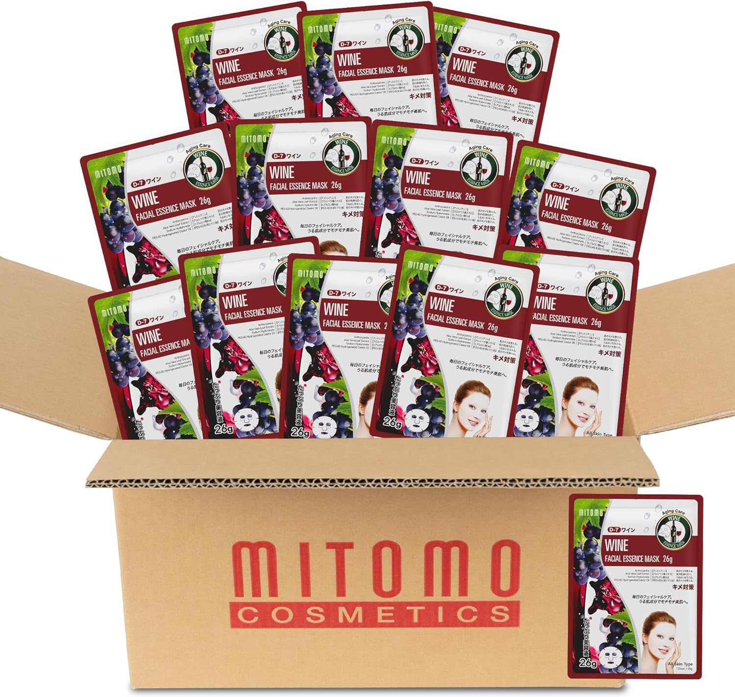 ワイン シートマスク/100枚x1セット＝100枚/美容液/マスクパック/スキンケア 潤いマスクパック[MTSS00516-D-7x010] 5,950円