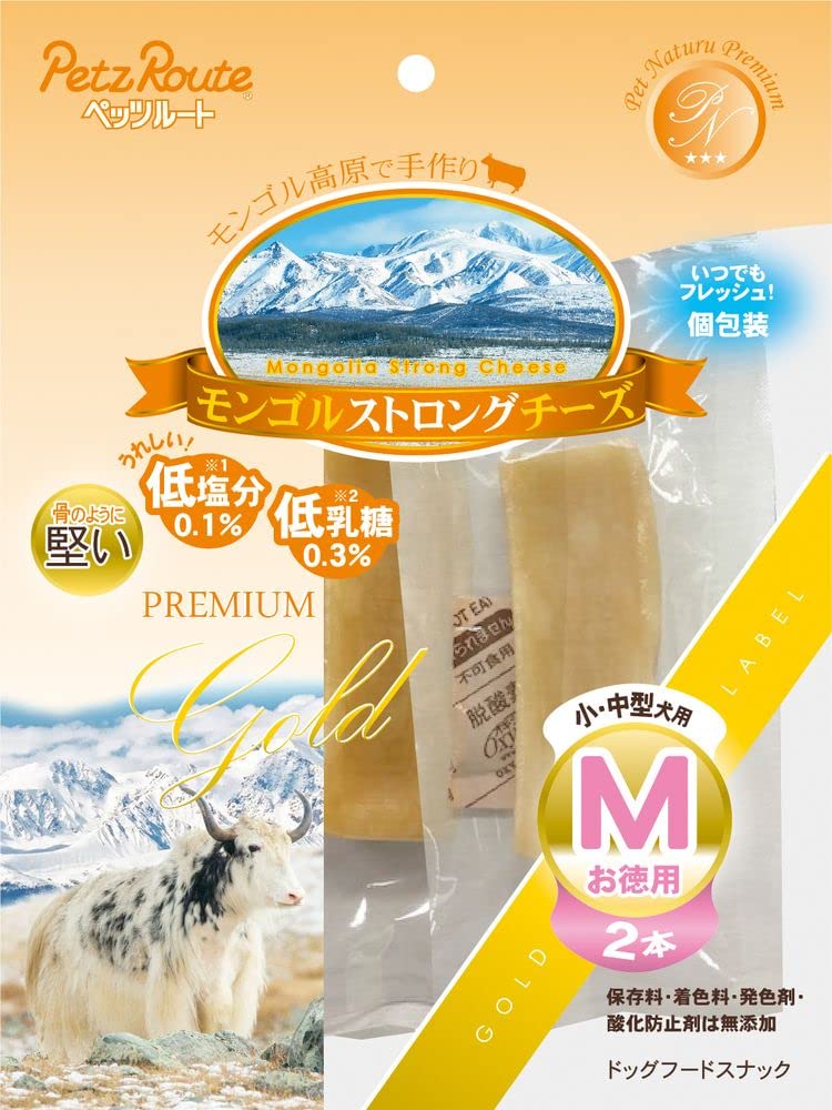 Qoo10最安値挑戦 （まとめ買い）ペッツルート モンゴルストロングチーズ M お徳用 2本 犬用おやつ 【×3】