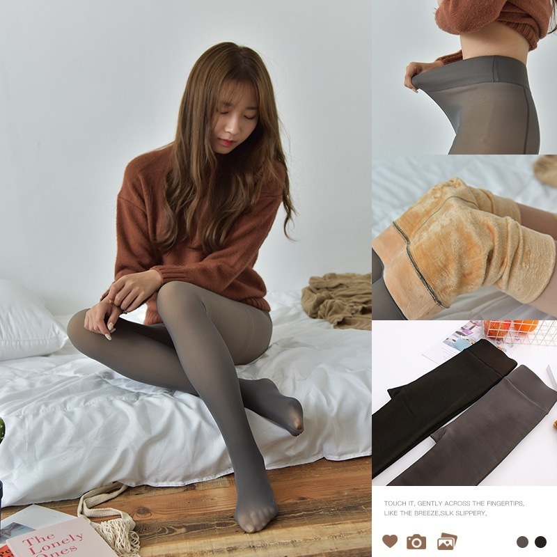 グレー秋冬高密度パンツナイロンレギンスレディース貫通パンスト