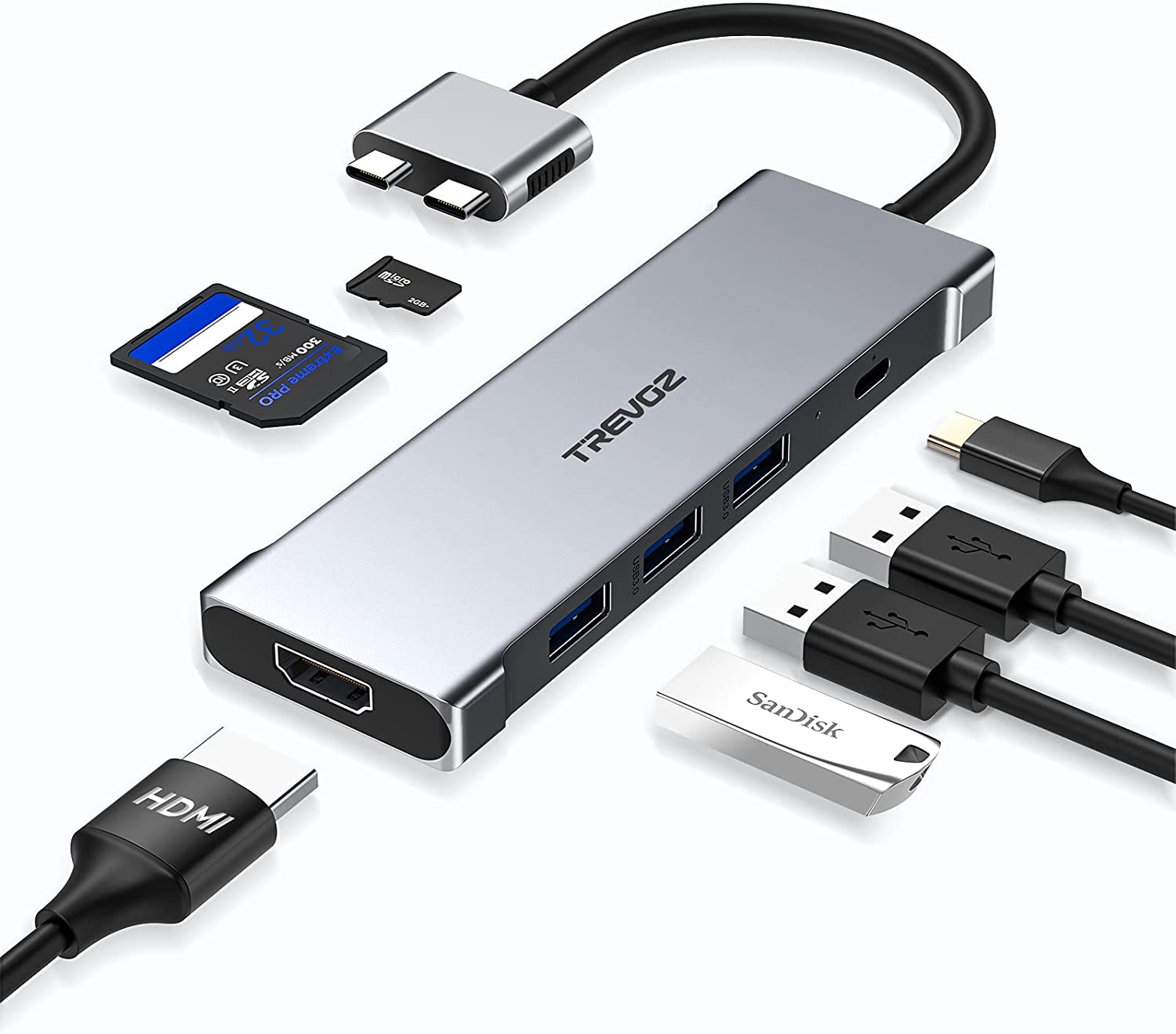 【本日限定価格】 TREVOZ コンパクト 超軽量 SD/TFカード USB3.0ポート*3 ドッキ