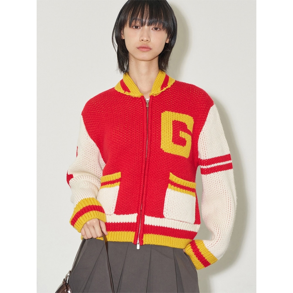 ILLIGO IG バーシティニットジップアップレッド