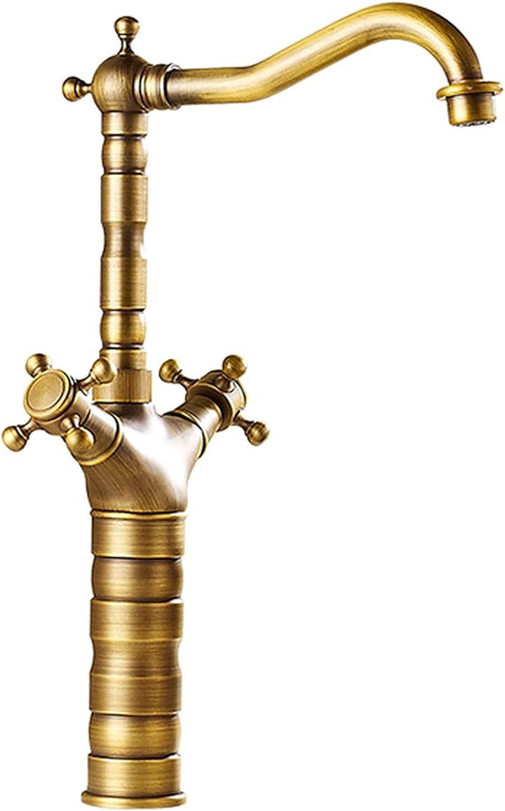 洗面用 アンティーク 混合水栓 蛇口 2ハンドル 洗面台 ロング水栓 手洗い鉢 トール水栓 手洗いボウル クロスハンドル SK51