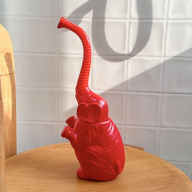 トイレブラシセット プラスチック ホルダー付き 動物 鼻を伸ばすゾウ バスルーム トイレ クリーニング 掃除用具 可愛い ポップ アメリカン シック 北欧 黒 白 赤ty524