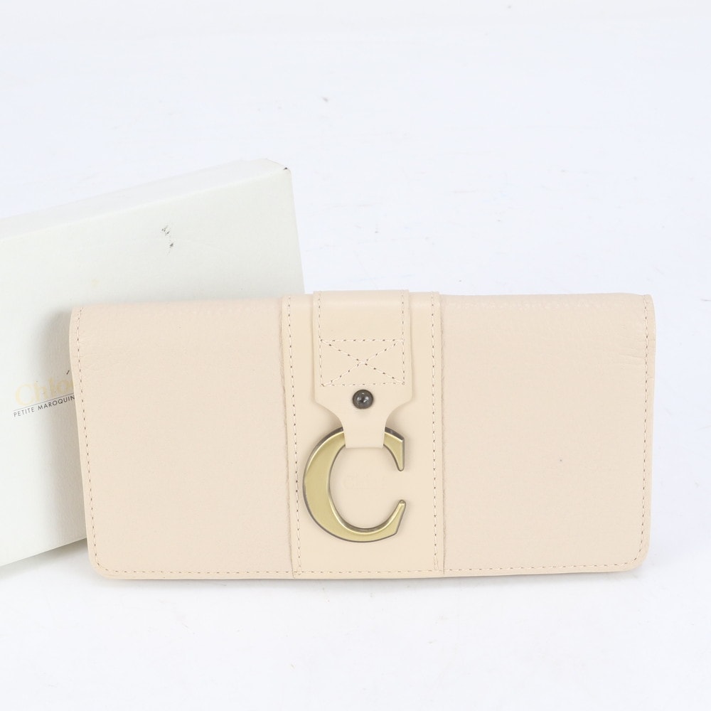 美品 ゴールド 金具 レザー 長財布 長財布 二つ折り 三つ折り コンパクト ウォレット ラウンドファスナー レディース RBE CJ10-10 中古