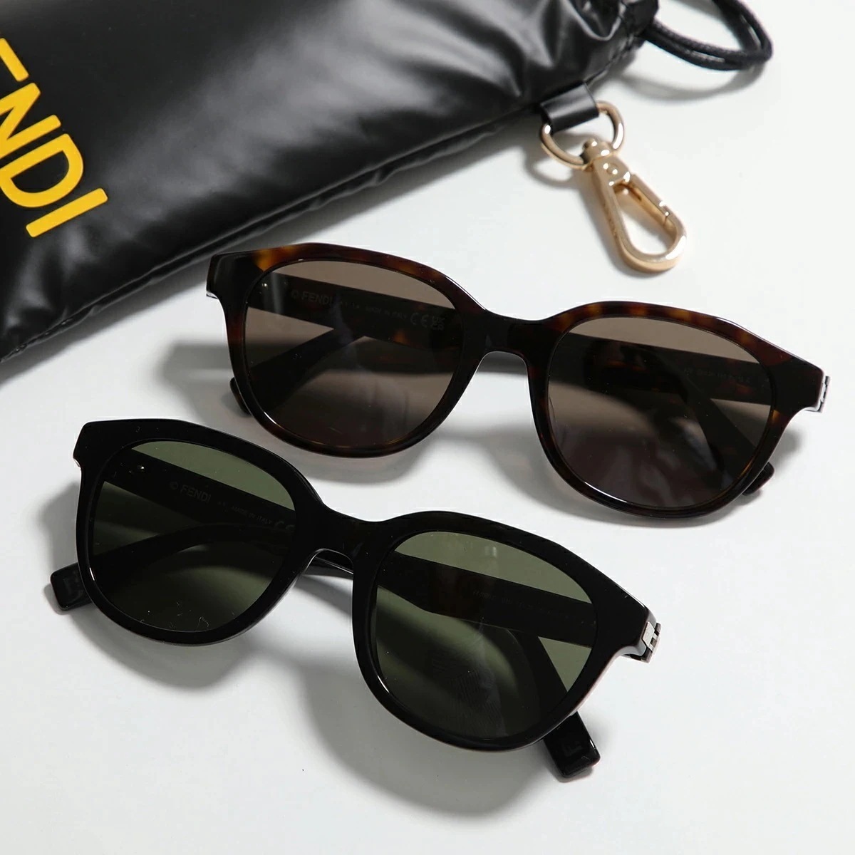 FENDI フェンディ サングラス FE40092F FE40092I レディース ウェリントン型 フルリム セルフレーム FF柄 ズッカ柄 アイウェア カラー2色