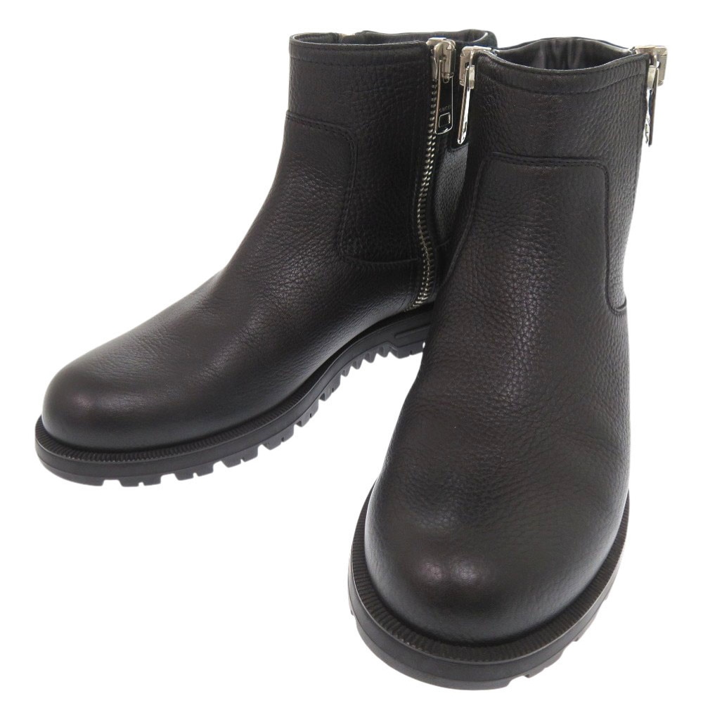 新品同様 サイドファスナー ショートブーツ マイクロGG 388050 ブーツ レザー ブラック 0685【中古】 レディース