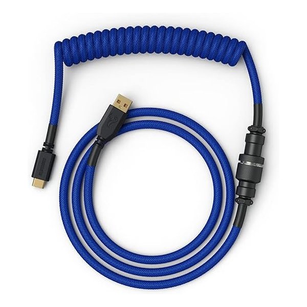 キーボードケーブル USB-C USB-A PC側 /1.3m Coiled Cable コバルトブルー GLO-CBL-COIL-COBALT