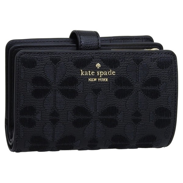 ケイトスペード 財布 レディース 二つ折り財布 アウトレット レザー ブラック spade flower med comp bifld KL899-001 KATE SPADE