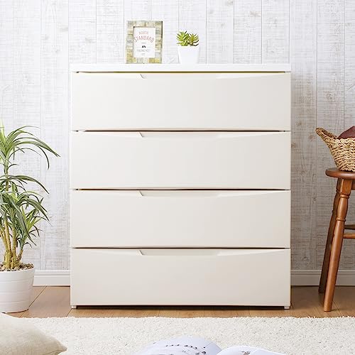 アイリスオーヤマ チェスト 4段 届いてすぐ使える完成品 日本製 幅72×奥行41.5×高さ80.5cm ホワイト / アイボリー 白 プラスチック RC-724 組立不要