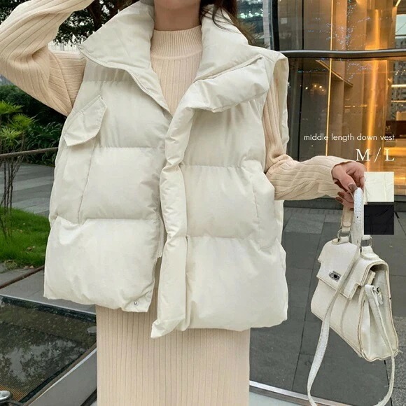 【2025秋冬先行】ベスト アウター ジャケット ダウンベスト ダウン コート 無地 韓国ファッション 秋 冬 防寒 カジュアル ストリート フェミニン クラシカル シンプル ボリューム ノースリーブ