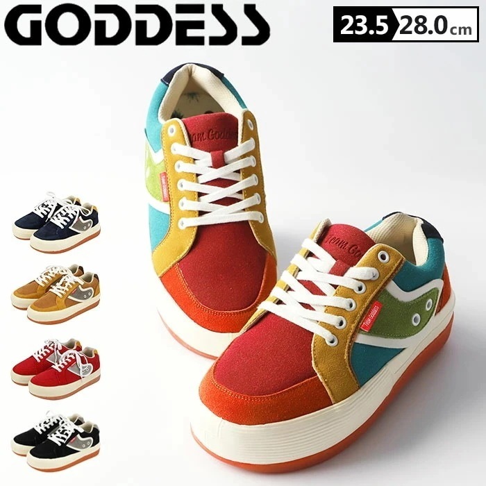 厚底スニーカー 通販 メンズ レディース スニーカー 厚底 おしゃれ サーフブランド GODDESS ゴッデス 履きやすい インソール 歩きやすい 厚底靴 厚底シューズ カジュアル 紐靴 ローカット 5,779円