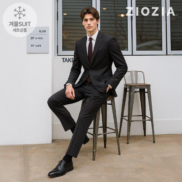 [] ウール混紡ソリッドグレーミラクルスーツセット(ABD4SB1201_ABD4SP1201_CGR)