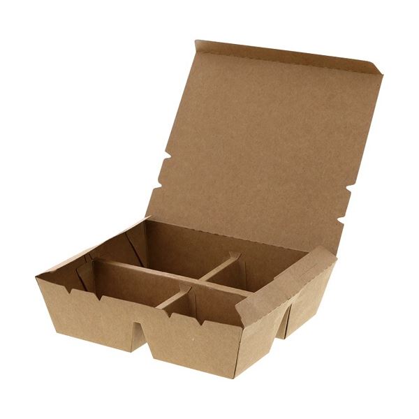 （まとめ）HEIKO 弁当容器 エコランチボックス 4仕切 1パック（20枚）[x5]