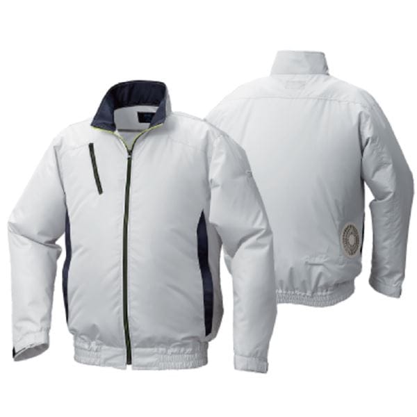 KU92010 空調服 ポリエステル製 カジュアル 服のみ シルバーxダークネイビー L