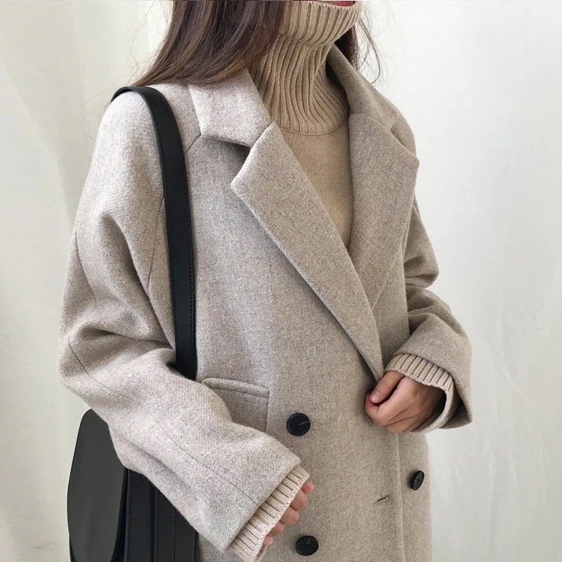 人気沸騰柄追加チェスターコートレディース秋冬ロング丈チェスターコート厚ラシャコート体型カバーチェスターコートダブルボタン韓国風アウター着痩せ
