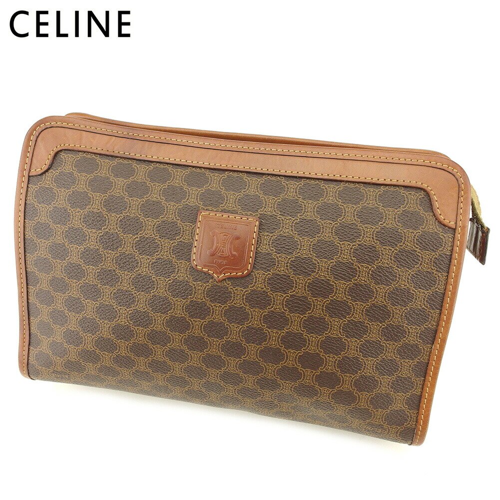 クラッチバッグ セカンドバッグ マカダム ブラウン 中古