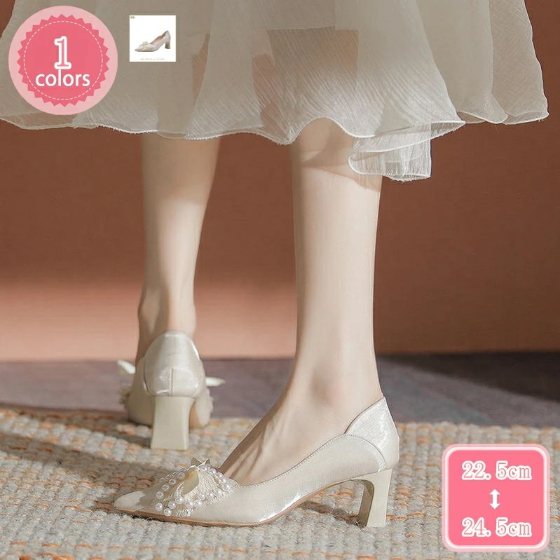 500円OFFクーポン レディースパンプス ポインテッドトゥ パンプス 蝶結び 6cmヒール 走れる 脱げない 女性 小さいサイズ 大きいサイズ 春夏 靴 シューズ 太めヒール ハイヒール 美脚 歩き