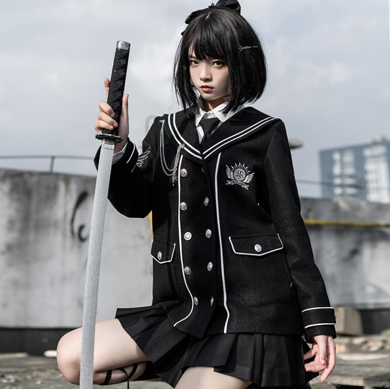 セーラー服 JK制服 仮装 シャツフリルスカート不良少女 JKセーラージャケット　長袖 ミニスカート 女子高校制服 卒業式 コスム　普段着　コスプレ カッコイイ ハロウィンcosコスプレ衣装 学 5,048円