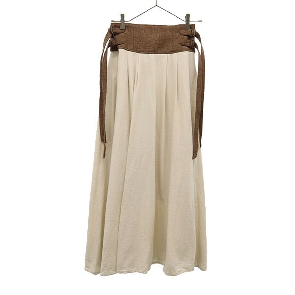 ハディクリー ハイウエスト ロングスカート ブラウン×ベージュ dxuly. レディース