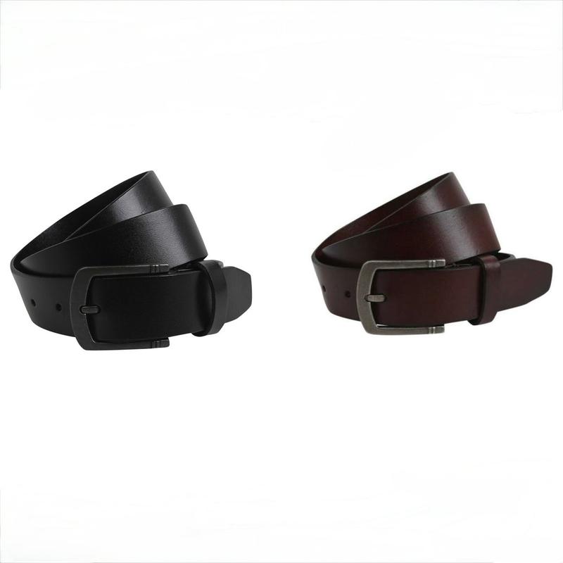 メンズ牛革スリムシルバーバックル33MM_US