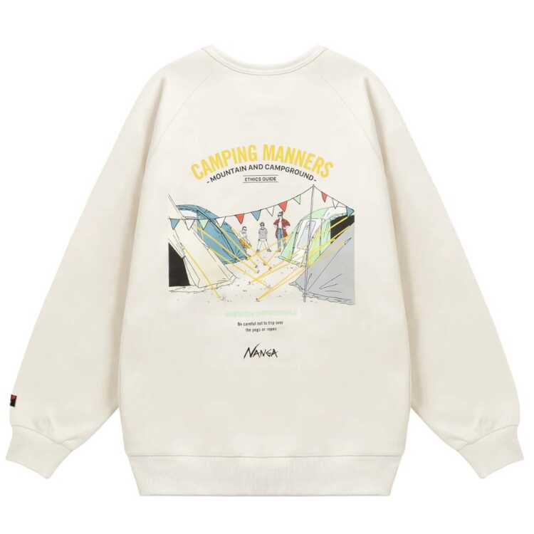 エコハイブリッド キャンピングマナー ペグ＆ロープ スウェットシャツ（メンズ） M ホワイト #N0000151-WHT