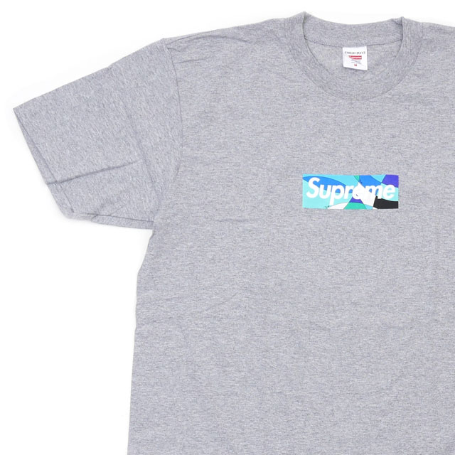 【数量限定特別価格】 シュプリーム SUPREME x エミリオプッチ Emilio Pucci Box Logo Tee ボックスロゴ Tシャツ GRAYxBLUE 200-008781-145