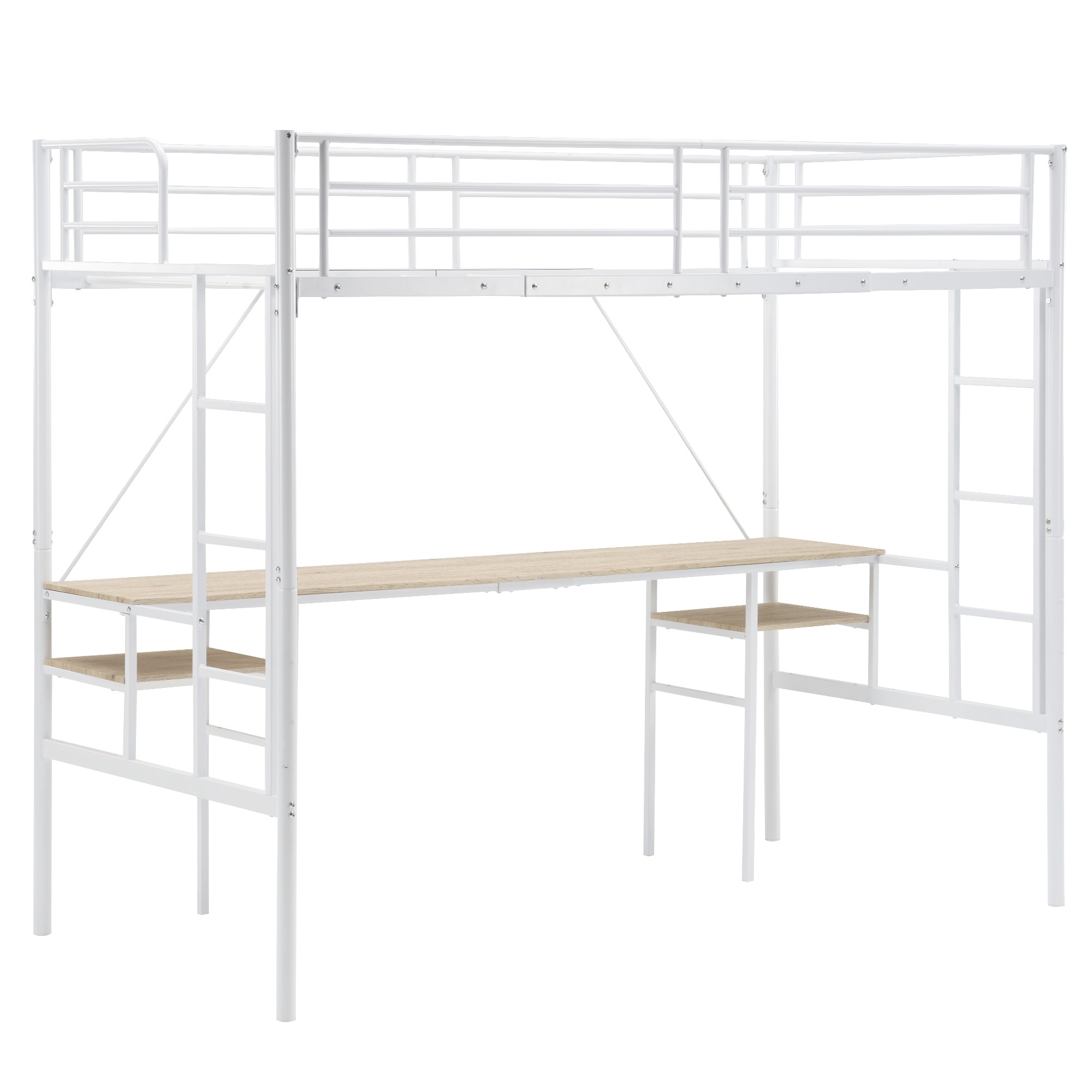 【現地発送.送.料.無.料！】【元SKU：WF309901AAA】システムベット ロフトベッド シングル デスク付き ラック棚付き ハシゴ階段 耐荷重150kg 高さ170cm 北欧風 二段ベッド 大